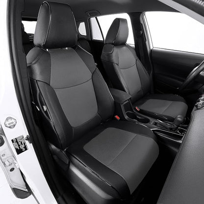 TTX LIGHTING Custom Fit Seat Covers for Toyota Corolla Cross Hybrid 2023 2024 2025 2026 SE,XES,Full Set Faux Leather Cross Hybrid Seat Covers Black&Grey