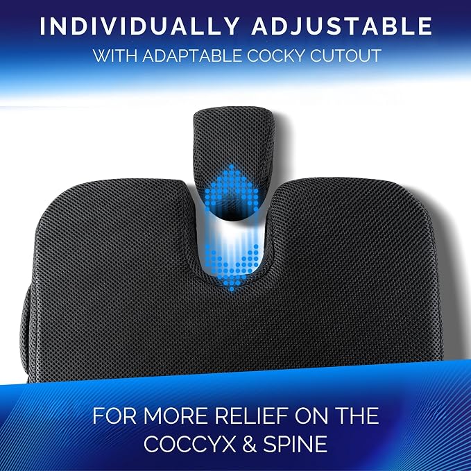 Healthfix® Wedge Seat Cushion - Orthopedic Memory Foam Seat Wedge for Office Chairs, Posture Support, Pressure Relief for Back/HIPS/Tailbone - Soft (99-150 lbs)