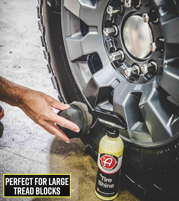 Adam's SiO2 Infused Tire Shine Plus 16oz - Achieve a Lustrous, Dark, Long Lasting Shine - Non-Greasy and No Sling Formulation Infused with SiO2 for Increased a Longer, Durable Shine (Refill Kit)