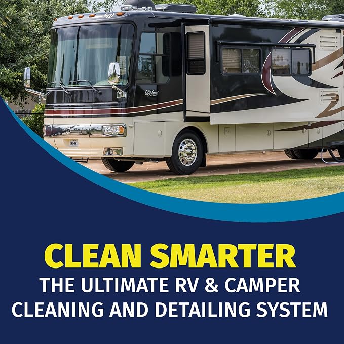 RV 7-Piece Detailing Kit, Contains RV Wash and Wax, Soft Surface and Vinyl Cleaner, Hard Surface Cleaner, Multi-Surface Protectant Spray, Bucket, Sponge and Microfiber Towel