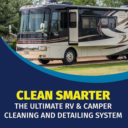 RV 7-Piece Detailing Kit, Contains RV Wash and Wax, Soft Surface and Vinyl Cleaner, Hard Surface Cleaner, Multi-Surface Protectant Spray, Bucket, Sponge and Microfiber Towel