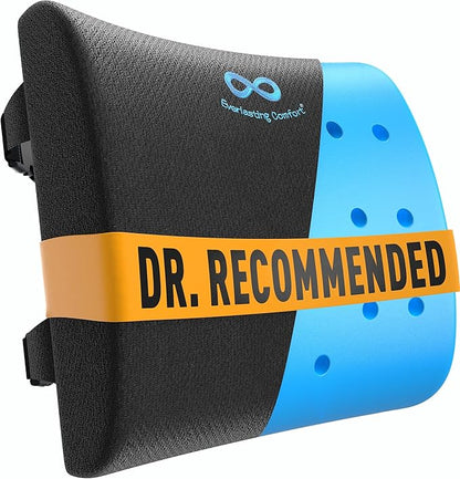 Everlasting Comfort The Original Lumbar Support Pillow for Office Chair - Improves Posture, Promotes Back Pain Relief - Superior Back Support for Gaming and Desk Chairs - Lumbar Pillow for Car, Couch