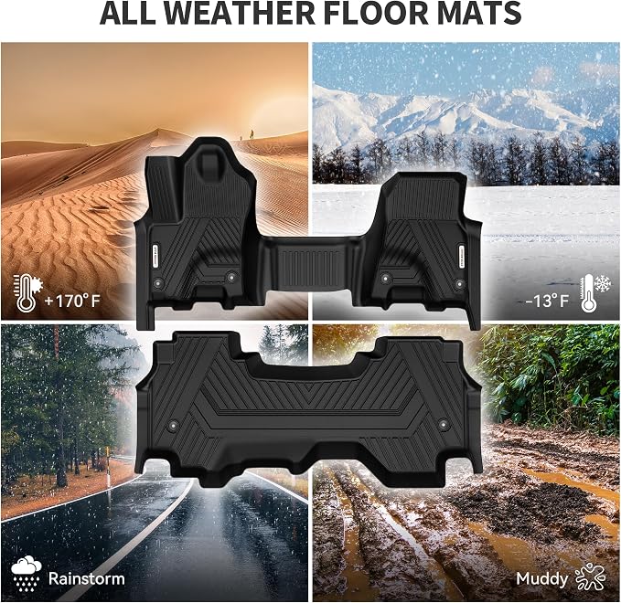 YITAMOTOR Floor Mats Fits for 2025-2026 Ram 1500 Quad Cab 1st Row Bench Seat, All Weather TPE Custom Fit Car Mats Ram 1500 Floor Liners 1st & 2nd Row, Black