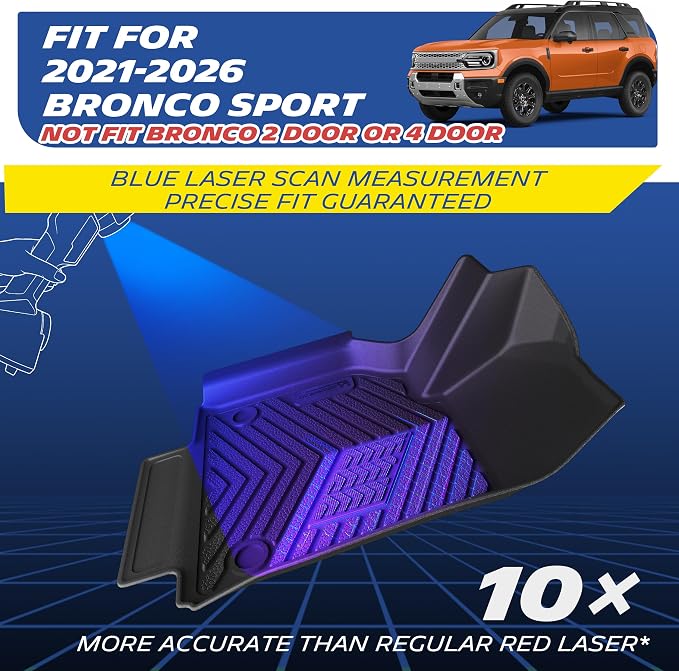 Michelin Vehicle Mats, All-Weather TPE Custom Fit Liner for 2021-2026 Ford Bronco Sport, Premier