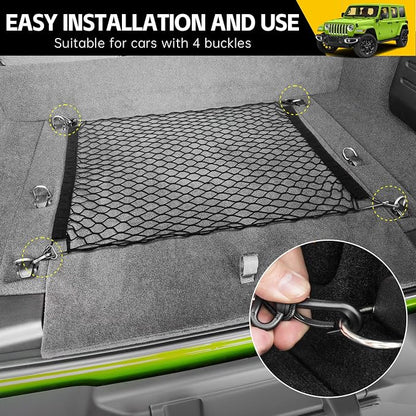 Trunk Cargo Net for 2019-2025 Jeep Wrangler JL 4XE 4 Door Trunk Organizer Net Anti-Slip Rear Mesh Cargo Netting for 19-25 Wrangler JL JLU 4XE SUV Accessories