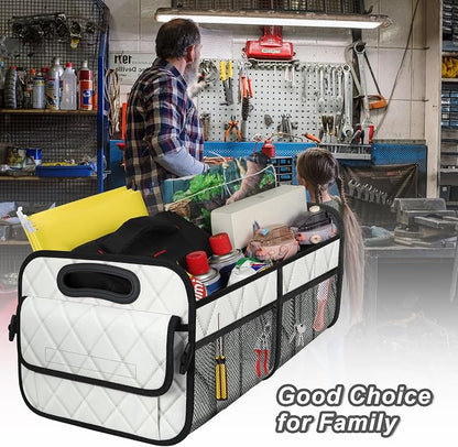 Deosk Car Trunk Organizer for SUV, Car Organizers and Storage with Reinforced Handles, Car Accessories for Women/Men 70L Waterproof Polyester Trunk Organizer(Large, Beige)