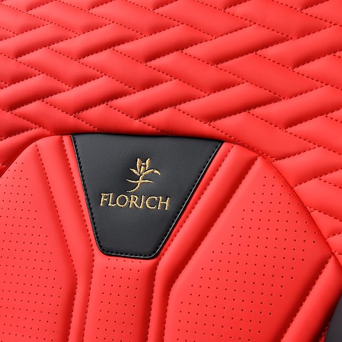 FLORICH Seat Covers for Cars, Waterproof Seat Covers, Leather Car Seat Covers 2 Pack, Universal Seat Cushion Protector for Most Cars Trucks SUV-Black&Red