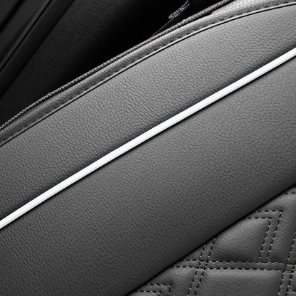 JOJOBAY Chevy Silverado Seat Covers,Leather Seat Covers for GMC Sierra,Custom Fit 2007-2026 1500 2500HD 3500HD Crew Double Extended Regular Cab,LT LZT RST(Rear Seat Covers,Black White)