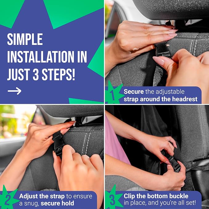 Todays Kids 2 Pack Kick Mats Back Seat Protector - Backseat Car Organizer for Kids, Car Storage Organizer, Back Seat Cars Organizers, Cars Organizers Backs Seats, Travel Accessories, No Pockets