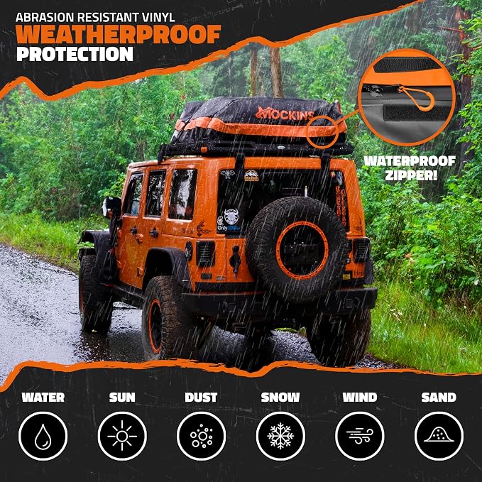 Mockins 30 Cu Ft Car Roof Cargo Carrier Bag for Top of Car Storage | 60"x43"x20" Waterproof Soft-Shell 840D Roof Bag | No Rack Rooftop Cargo Carrier with Mesh Mat, Lock, Hooks, & Straps