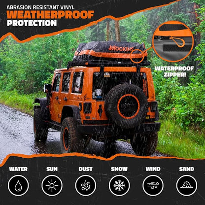 Mockins 30 Cu Ft Car Roof Cargo Carrier Bag for Top of Car Storage | 60"x43"x20" Waterproof Soft-Shell 840D Roof Bag | No Rack Rooftop Cargo Carrier with Mesh Mat, Lock, Hooks, & Straps