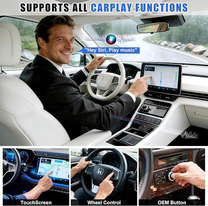 2026 Upgraded Wireless CarPlay Adapter for iPhone & Android, Mini Wireless CarPlay Adapter for Apple iOS 10+, Bluetooth 5.3 & 5GHz Wi-Fi, Converts Factory Wired CarPlay to Wireless for Cars 2016 +