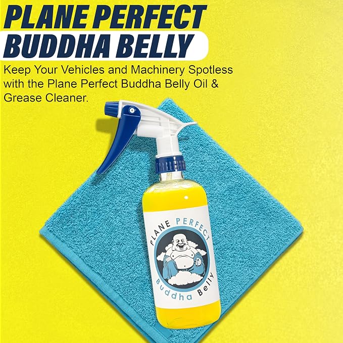 Plane Perfect Buddha Belly Oil & Grease Cleaner - Heavy Duty Aviation Grade Citrus Degreaser Spray - Multi Surface Cleaner for Automotive Engine, Aircraft, Car, Truck & RV | 1 Gallon