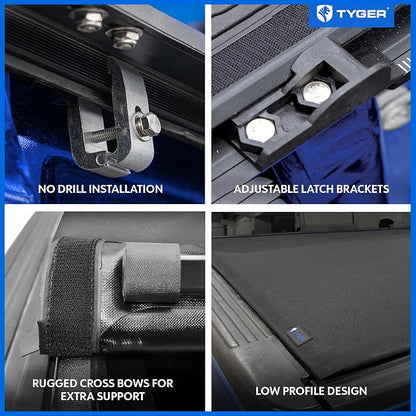 Tyger Auto T2X Low Profile Soft Roll-up in Fabric Truck Bed Tonneau Cover Compatible with 2015-2026 Ford F-150 | Fleetside 5.5' (67") Bed | TG-BCXF3770