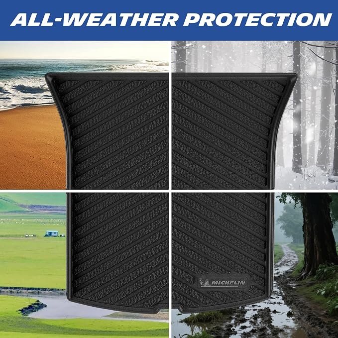 Michelin Vehicle Mat, All-Weather TPE Custom Fit Liner for Tesla Model Y 5 Seat Standard Trunk Mats 2025-2027 (3 Piece), Not Fit Premium or Performance, Premier