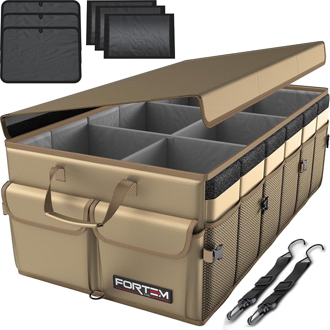 FORTEM Trunk Organizer For SUV Car Trunk Organizer, Foldable Storage, Car Accessories for Women Men, Collapsible Bag, 600D Oxford, Non Slip Bottom, Straps, Soft Cover (85L)