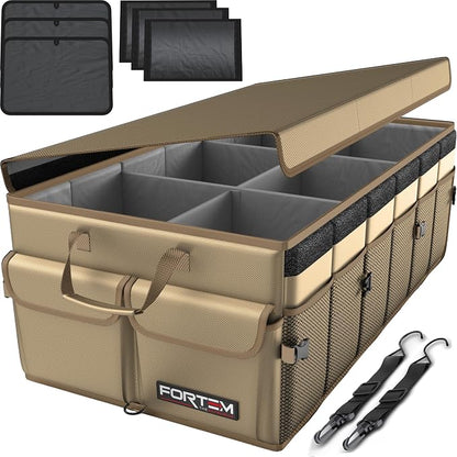 FORTEM Trunk Organizer For SUV Car Trunk Organizer, Foldable Storage, Car Accessories for Women Men, Collapsible Bag, 600D Oxford, Non Slip Bottom, Straps, Soft Cover (85L)