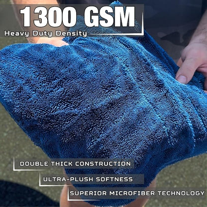 XL Car Drying Towel, 1300 GSM Professional Car Towel with Double Twisted Loop, Car Drying Towels Extra Large Super Absorbent, Microfiber Drying Towels for Cars, Trucks, SUVs - 40"x24", Navy