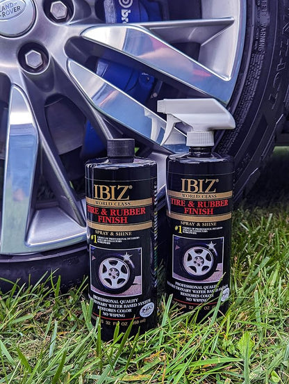 IBIZ® Tire Shine Spray. Instant Tire & Rubber Shine. Premium, Professional Grade Tire Cleaner Spray.