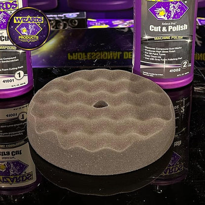 Wizards Finisher Buffing Pad - Provides a Smooth Finish with No Swirls - Grip Hold with Recessed Backing - Works with All Kinds of Compounds and Glazes - ‎8" x 1.5"