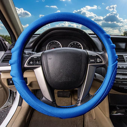 FH Group Universal Fit Silicone with Grip and Pattern Massaging Grip Steering Wheel Cover fits most Cars, SUVs, Trucks, and Vans Dark Blue