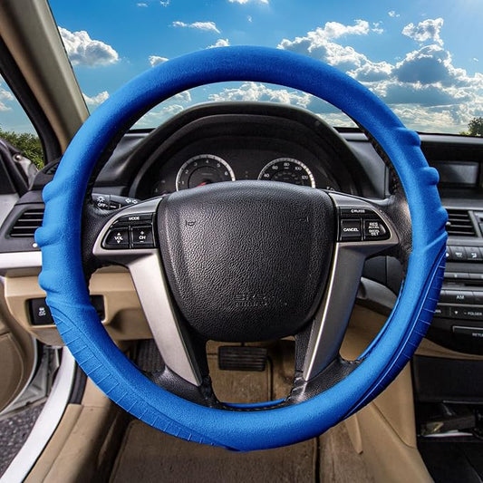 FH Group Universal Fit Silicone with Grip and Pattern Massaging Grip Steering Wheel Cover fits most Cars, SUVs, Trucks, and Vans Dark Blue