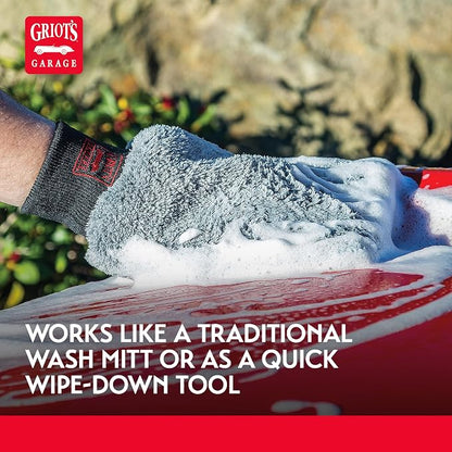 Griot's Garage Microfiber Car Wash Mitt Glove, Cleaning Pad for Interior and Exterior, Auto Detailing Supplies, Small, 8" x 9", 10260