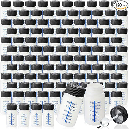 Mumufy 120 Pcs Touch up Paint Bottles with Brush and Lid Empty Touch up Bottle with Mixing Balls 2 oz Fluid Capacity Leftover Paint Container for Car Scratches Repair (Black,Blue)