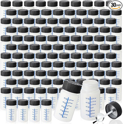 Mumufy 30 Pcs Touch up Paint Bottles with Brush and Lid Empty Touch up Bottle with Mixing Balls 2 oz Fluid Capacity Leftover Paint Container for Car Scratches Repair (Black,Blue)