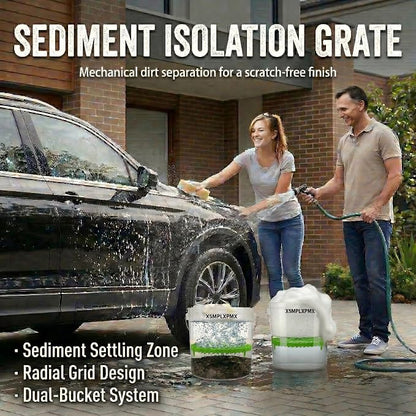 10.4" Heavy Duty Car Wash Bucket Insert (2-Pack) & Wash Mitt Kit - 10.6 oz Detailing Dirt Separator & Grit Trap, Scratch-Free Auto Wash, Fits 3.5 to 5 Gallon Buckets (Green Kit)