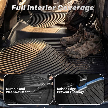 OEDRO Floor Mats Fit for 2019-2026 Chevy Silverado/GMC Sierra Denali 1500 & 2020-2026 Silverado/Sierra 2500HD/3500HD Crew Cab Without Rear Underseat Storage Box, TPE All-Weather Car Mats, Black