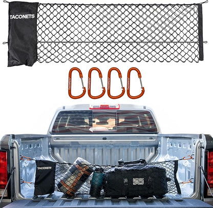 TacoNets Envelope Cargo Net for Colorado/Canyon - Fits 2023-Current - Upgraded 5mm Bungee - Integrated Storage Bag - Heavy Duty Carabiners - Designed in USA