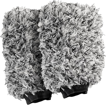 VIKING Car Wash Mitt, Premium Microfiber for Car Cleaning, Black and White, 10 inch x 8 inch, 2 Pack