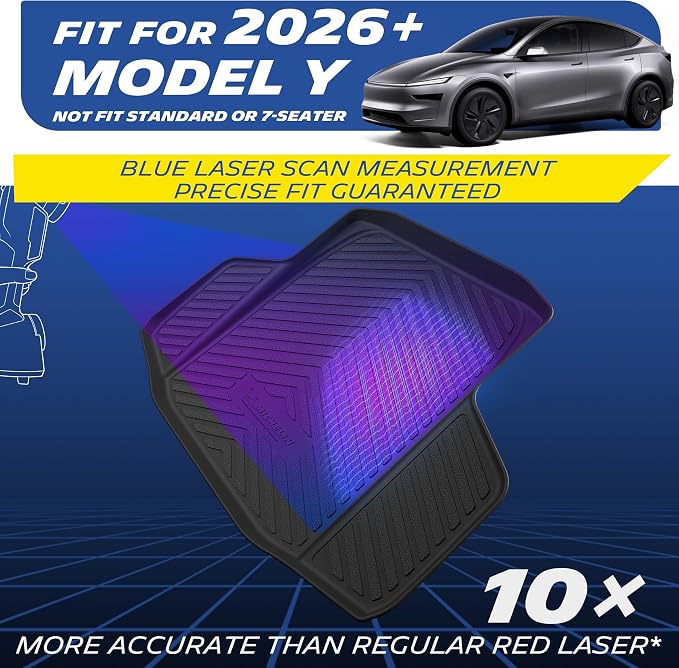 Michelin Vehicle Mat, All-Weather TPE Custom Fit Liner for Tesla Model Y 5 Seat Floor Mats 2025-2027 (3 Piece), Premier