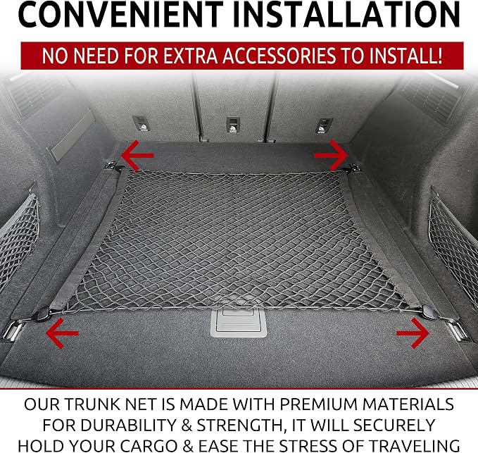 Floor Style Automotive Elastic Trunk Mesh Cargo Net for Audi Q5 Premium Prestige 2018-2025 - Premium Trunk Organizers and Storage - Luggage Net for SUV- Best Car Organizer for Audi Q 5
