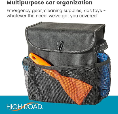 High Road Carganizer Car Storage Organizer with Lid - Multipurpose Small Car Storage Box, Back or Front Seat Organizer, Auto Console or Trunk Organizer - Univeral Fit in All Vehicles