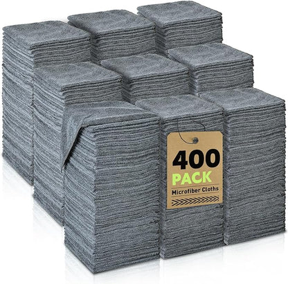 TEAWOO Gray Microfiber Cleaning Cloths Bulk-400 Pack, Gray Microfiber Towels for Cars, Ultra Absorbent Wash Cloths, Lint-Free Streak-Free Microfiber Towels Bulk for Cars, 12x12 inches
