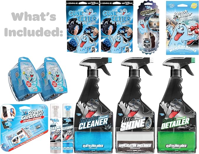 Car Cleaning Kit - Car Accessories for Interior and Exterior Cleaning, Glass Cleaner, Car Wipes, Auto Essentials