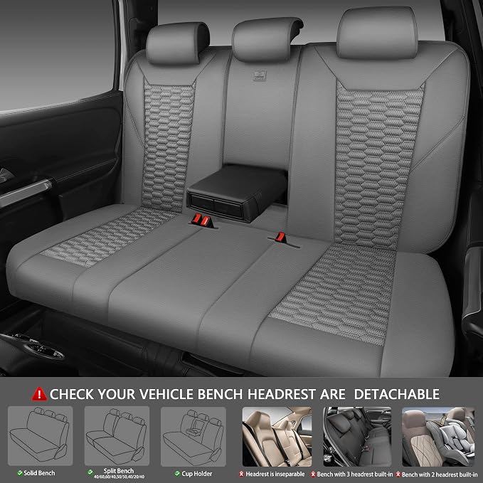 CAR PASS 3D Foam Faux Leather Car Seat Covers Full Set, Grey Breathable PU Leather Seat Covers for Cars, Luxury Universal Fit for SUVs Vans Sedan Truck Automotive, Armrest Airbag Compatible, All Gray