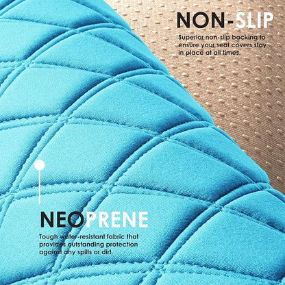 FH Group Car Seat Cushion Neosupreme Automotive Seat Cushions - Universal Fit, Rear Car Seat Cushion, Car Seat Cushions with Non-Slip Silicone Backing for SUV, Sedan, Van Rear Set Aqua