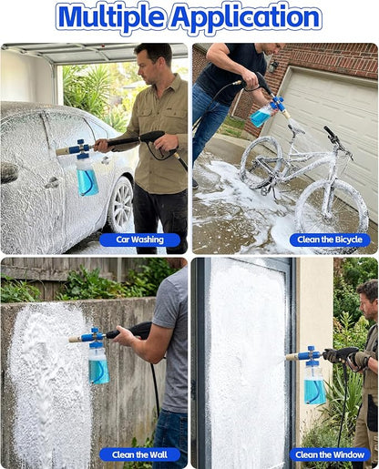 Foam Cannon for Pressure Washer with 1/4" Quick Connector, Wide Mouth Foam Cannon, Adjustable Soap Cannon for Car Wash, Additional 1.1mm Orifice Nozzle (Transparent)