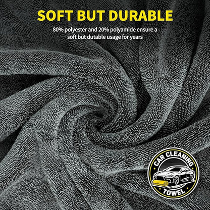 2-Pack Car Drying Towel 24"x40" - 10"x12" Detailing Pros & Home Users - 1300 GSM Microfiber Towels Absorbs Over 11lbs of Water Leaves No Streaks, Spots or Scratches Dries an Entire Vehicle