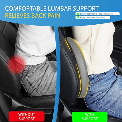 Lofty Aim Classic Memory Foam Lumbar Cushion Provides Excellent Back Support and Pain Relief - Back Cushion for Driving, Chair Support for Car-Office Chair, Wheelchair - Classic Gray