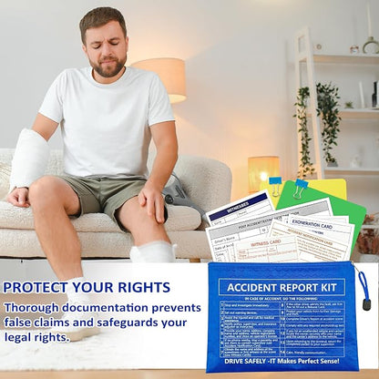 10 Pack Waterproof Vehicle Accident Report Kit Vinyl Pouch 6.9x9.3 inch Car Accident Kit Driver's Vehicle Inspection Report For Drivers Collect Organize and Report Vehicle Accident (10, Blue)