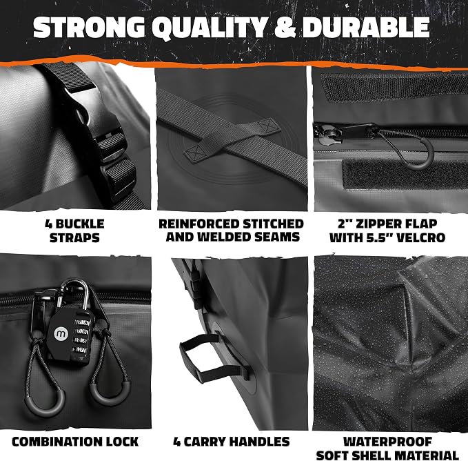 Mockins 64"x39"x6" Extendable Heavy Duty Roof Rack Basket & 16 Cu Ft Waterproof Cargo Bag for Top of Car | 250 Lbs Capacity Steel Rooftop Cargo Carrier for Top of Vehicle with Roof Basket Accessories