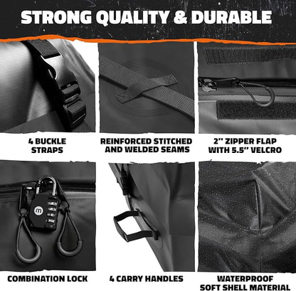 Mockins 64"x39"x6" Extendable Heavy Duty Roof Rack Basket & 16 Cu Ft Waterproof Cargo Bag for Top of Car | 250 Lbs Capacity Steel Rooftop Cargo Carrier for Top of Vehicle with Roof Basket Accessories