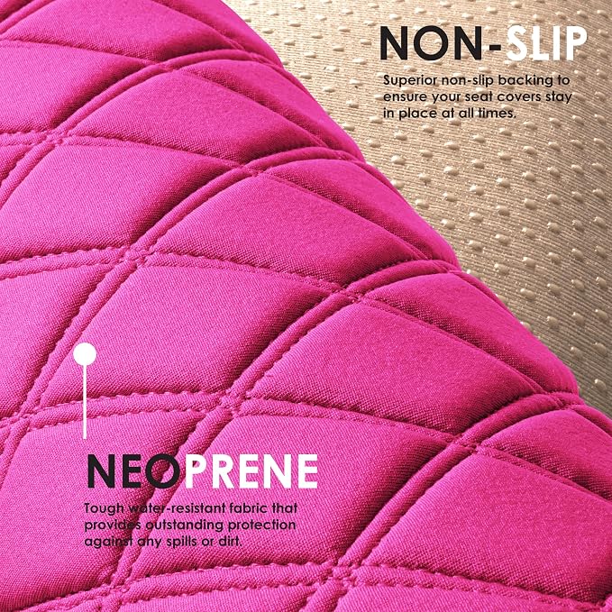 FH Group Car Seat Cover Cushion - Cars Trucks SUV, Neosupreme Car Seat Cushions, Waterproof Car Seat Cover Cushion, Universal Fit Car Seat Protector Rear Set Pink