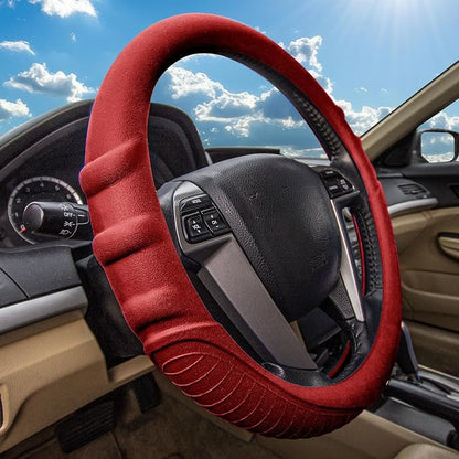 FH Group Universal Fit Silicone with Grip and Pattern Massaging Grip Steering Wheel Cover fits most Cars, SUVs, Trucks, and Vans Burgundy