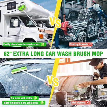 Lezcufer 17Pcs Car Wash Kit,62" Car Wash Brush Mop with Long Handle,Car Cleaning Kit,Car Detailing Brush Set,Car Wash Bucket,Car Wheel Brush,Complete Interior Car Cleaning Supplies