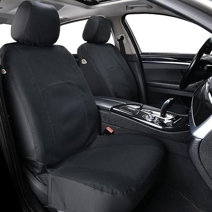 Coverado Car Seat Covers Front, Canvas Universal Seat Covers for Cars, 2-Pack Car Seat Cushions, Auto Seats Protectors for Kids & Dogs, Driver Seat Covers Fit for Most Vehicles Trucks SUVs/Black